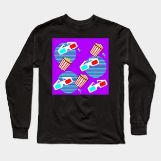 Retro Polarized 3d Glasses and Buttered Popcorn Synthwave Long Sleeve T-Shirt